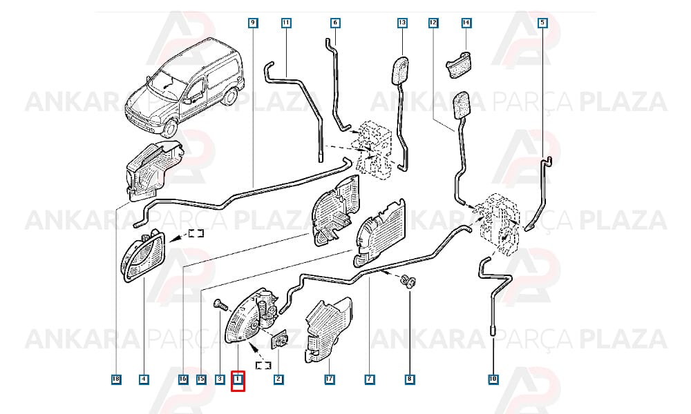 Twingo 99 - 00 Ön Kapı İç Açma Kolu Sol Siyah 7700309313