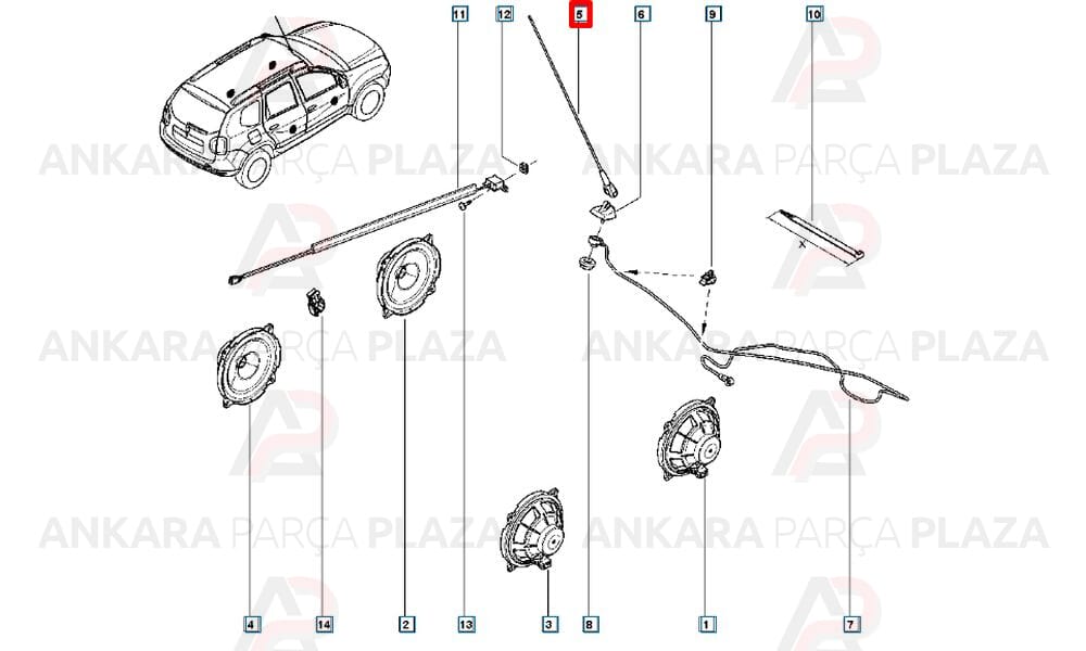 Duster, Kangoo 1, 2, Logan 1 - 2, Master 3, Trafic 2, 3 Anten Çubugu Orijinal 7700309806