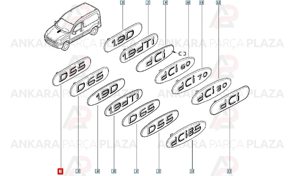 Yan Kapı Çıta Yazısı D65 Kangoo
