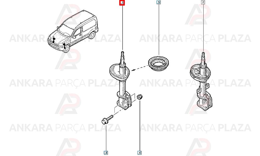Kangoo 98 - 03 Ön Amortisör Gazlı Sağ Sol Aynı Adet 7700311596
