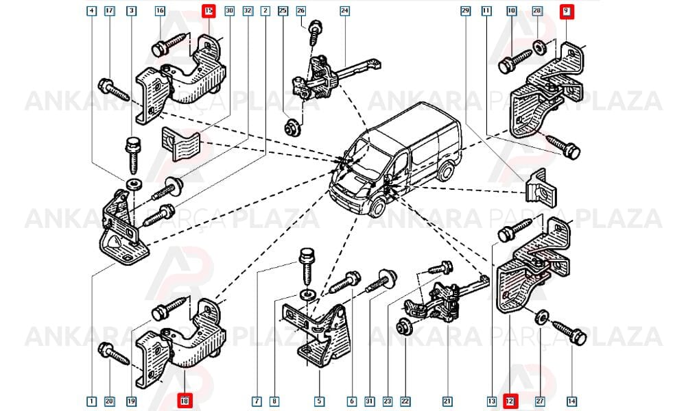 Ön Kapı Menteşesi Trafic 2 7700311772