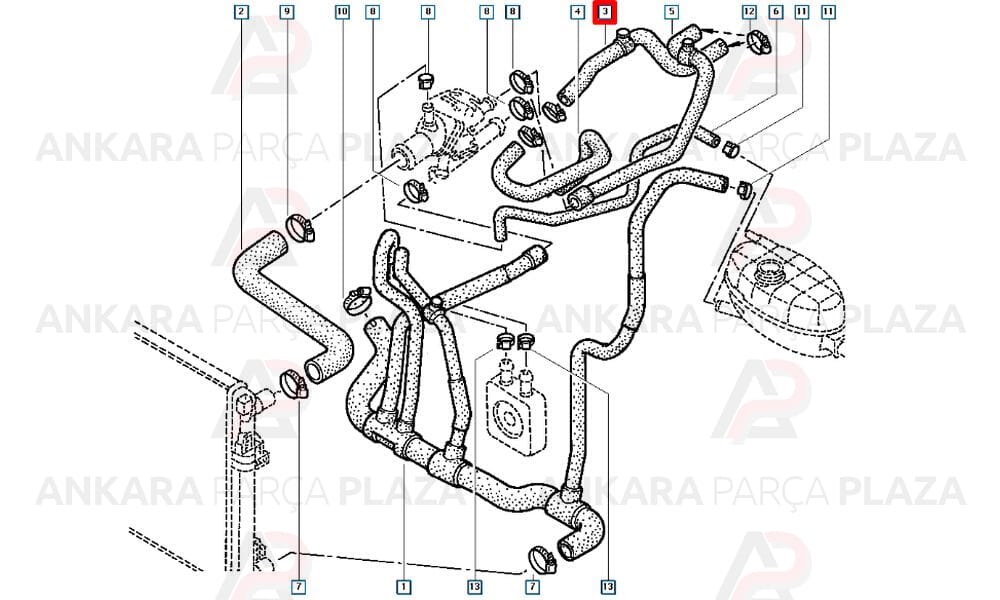 Kalorifer Hortumu Renault : Trafic 2 1.9Dci F9Q