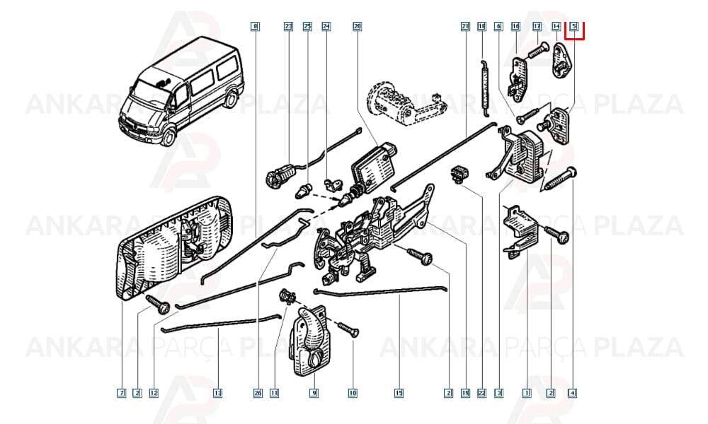 Renault Master 97 - 03 Sürgülü Kapı Kilit Karşılığı 7700351346