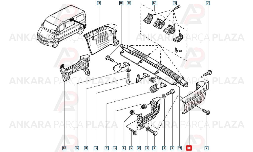 Renault Master 04 - 10 Arka Tampon Ucu Sol Meydan