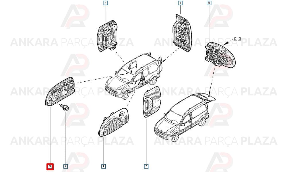 Kangoo 98 - 03 Ön Kapı Dış Açma Kolu Sağ 7700354479