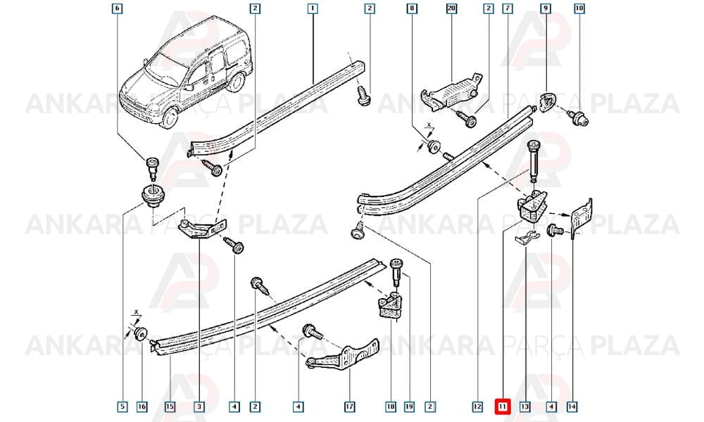Kangoo Sürgülü Kapı Ray Makarası Orta Sol Oms