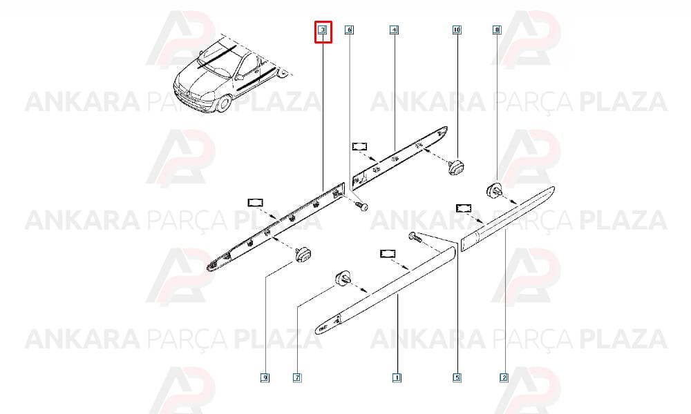 Clio Hb 98 - 01 Ön Kapı Bandı Sağ Siyah Segmanlı 7700410279