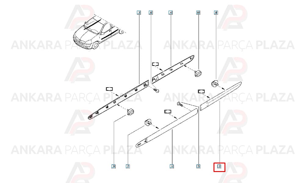 Kapı Bandı Arka Sol Clio 2 Symbol 1998 - 2005