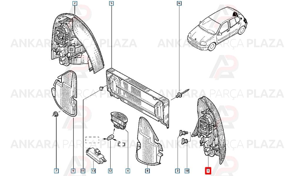 Clio Hb Stop Lambası Duysuz Sol 1998 - 2001 Meydan
