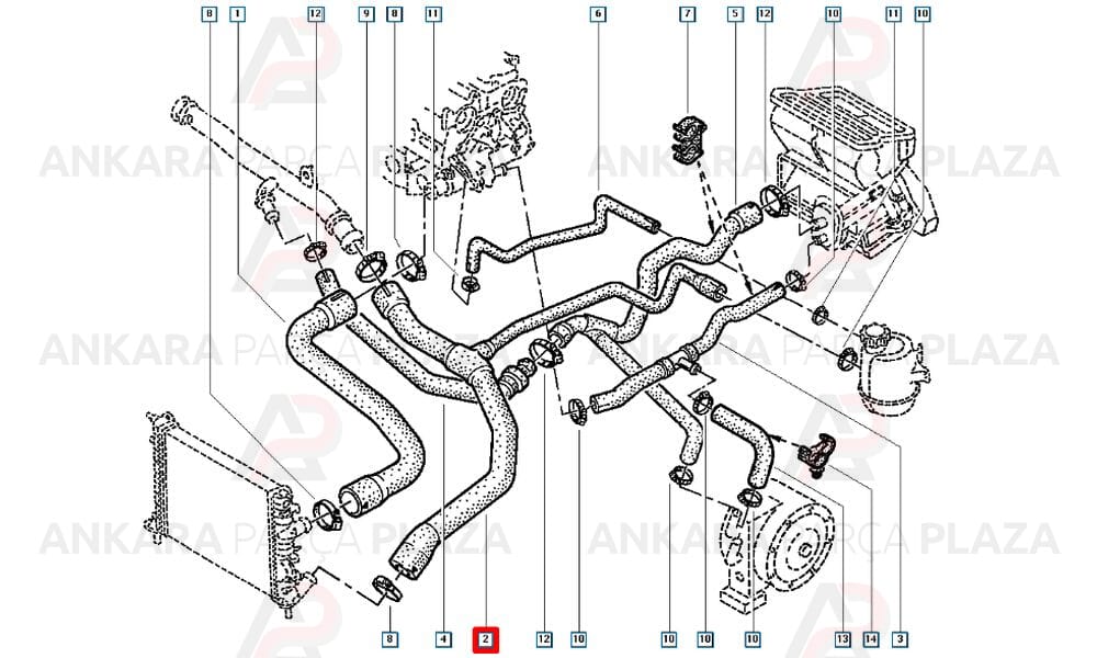 Radyatör Alt Hortumu Renault : Megane 1, Scenic 1 1.4 - 1.6 16V Ac