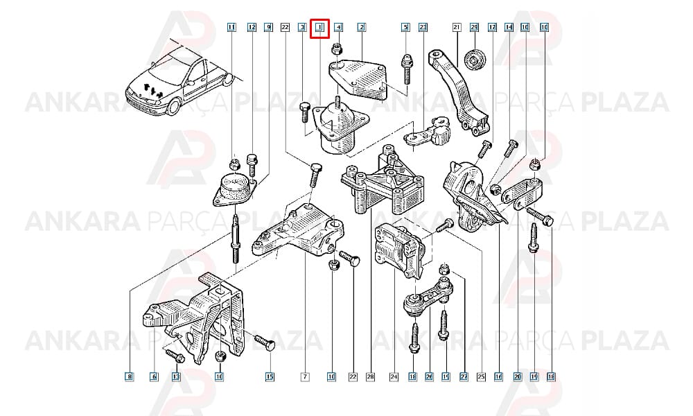 Motor Takozu Renault : Laguna 1 1.9Dcı - 2.0 16V - 2.2D - 3.0 1993>