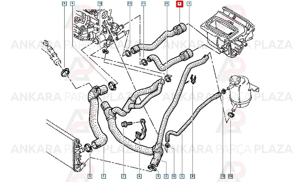 Kangoo 98 - 03 Kalorifer Giriş Hortumu 1.9D 7700414208