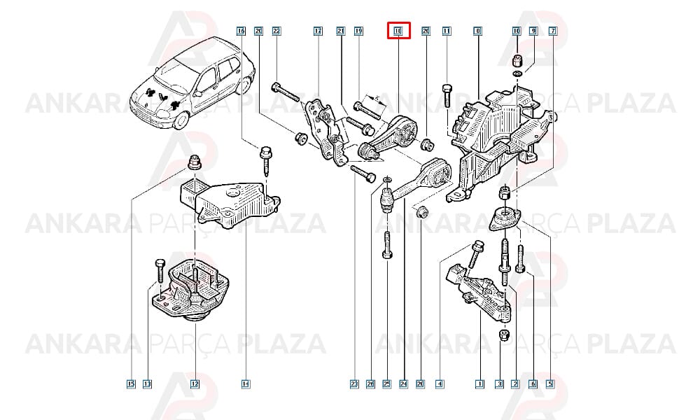 Motor Takozu Arka Renault Megane 1 Scenic 1 Clio 2 Kangoo