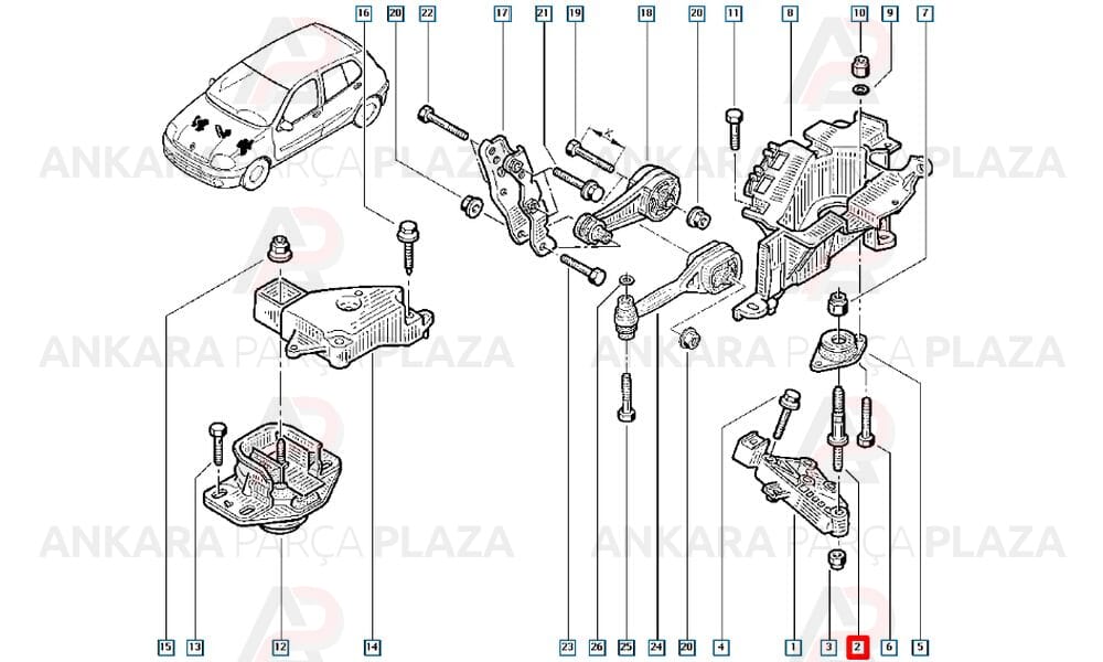 Şanzıman Takoz Civatası Renault : Megane, Clio, Kangoo