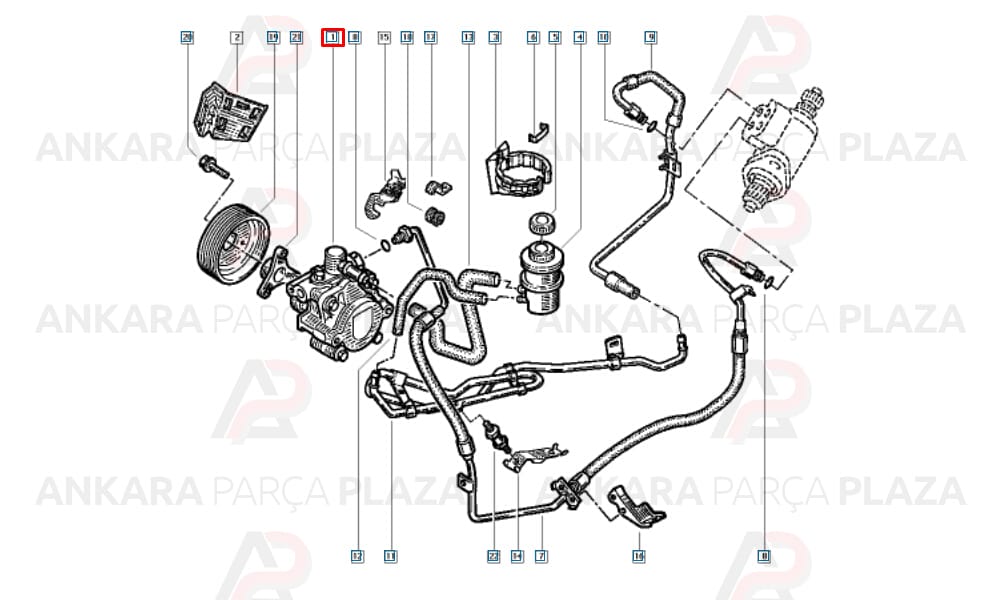 Hidrolik Direksiyon Pompası Megane 1 2.0 8V F3R Kasnakli 7700417137