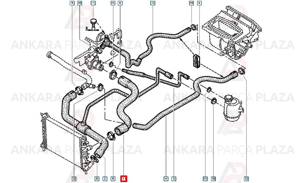 Radyatör Üst Hortumu Renault : Megane 1, Scenic 1 1.4 - 1.6