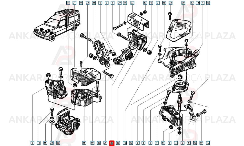 Motor Bağlantı Takozu Arka Kangoo Megane 1.9 7700424321
