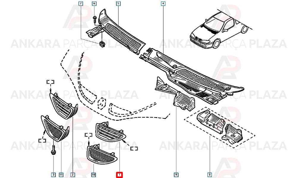 Ön Panjur Sol Megane 7700427580