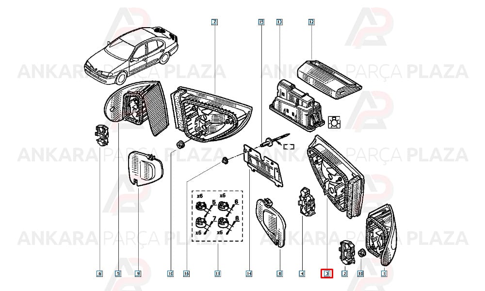 Megane 1 Sedan Stop Lambası İç Sol 1999 - 2002 Pleksan