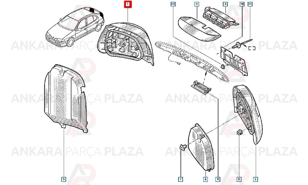Megane 1 Hb Stop Lambası Sağ 1999 - 2002 Meydan