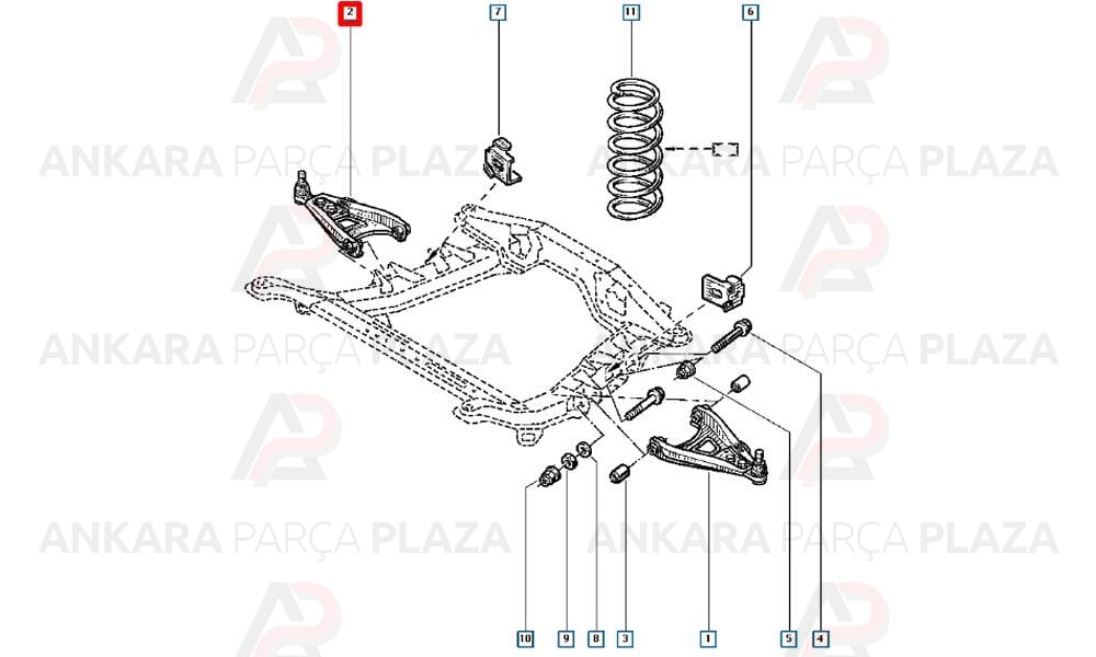 R19 Europa 92 - 01 Ön Alt Tabla Sağ Rotilli Salıncak 7700430766