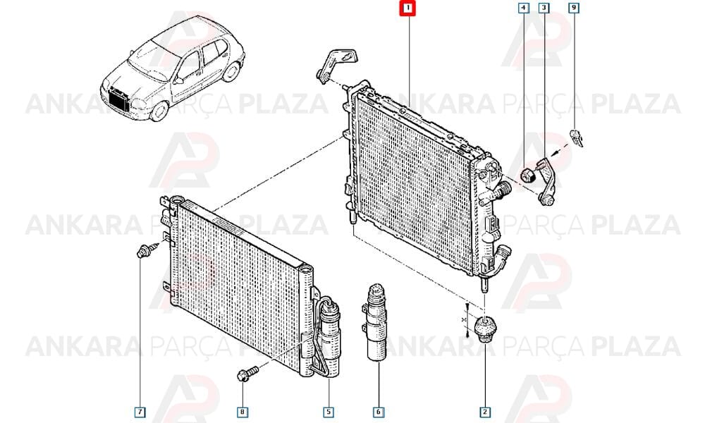 Su Radyatörü Clio 2 Kangoo 1.2 8V 97> Ac 2 Sıra Al+ Pl Alüminyum