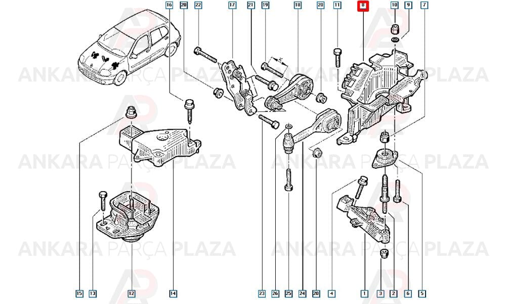 Şanzuman Takoz Bağlantı Ayağı Aliminyum Renault Clio / Kango