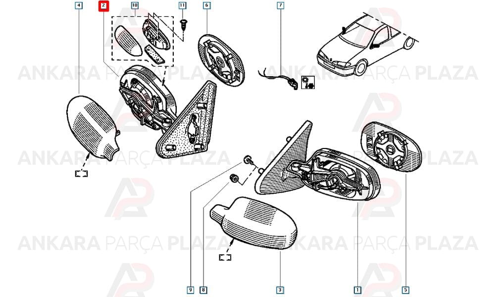 Megane Yan Ayna Sağ İthal Orijinal 7700431470-1