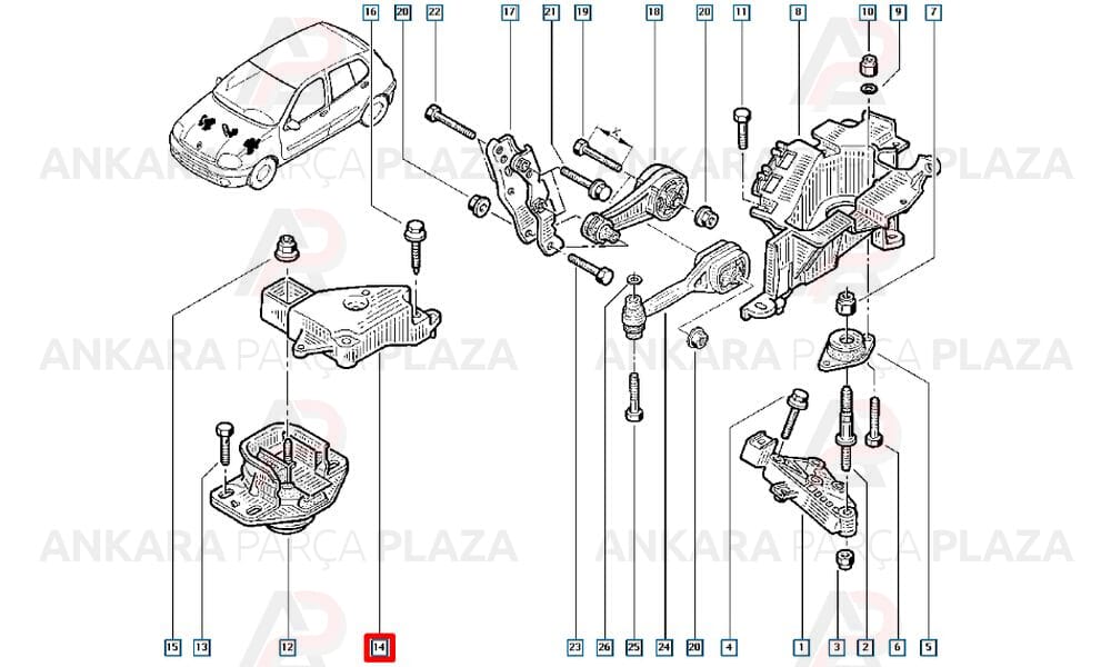 Motor Kulaği Clio Kangoo Megane 1 Sağ Aliminyum