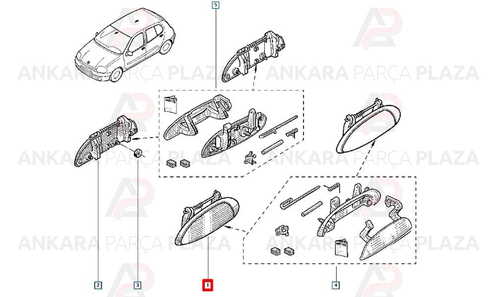 Kapı Dış Açma Kolu Sol Megane 1