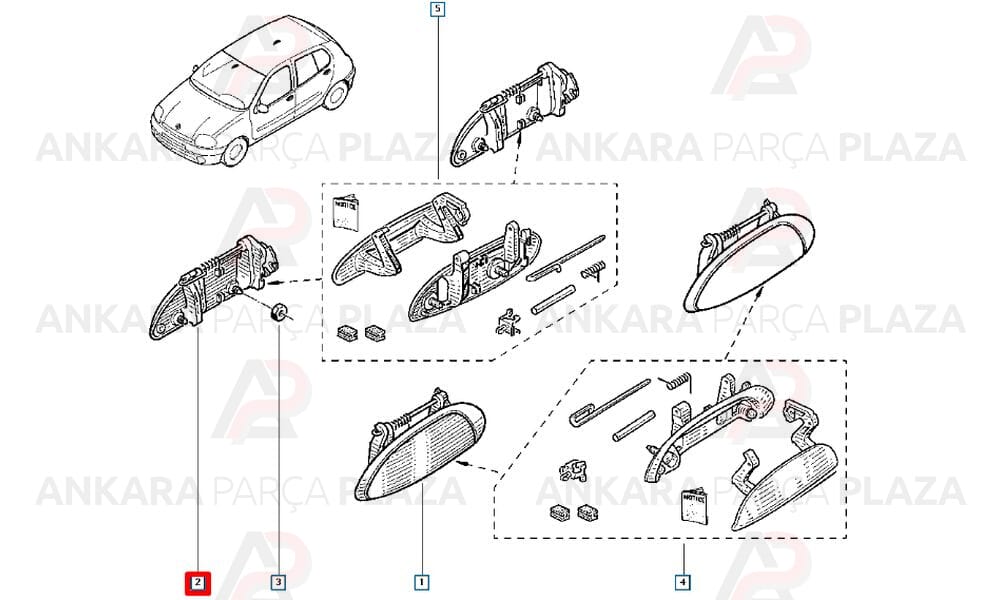 Kapı Dış Açma Kolu Sağ Megane 1