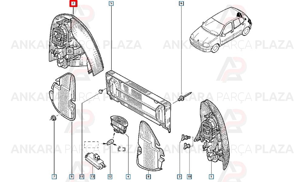 Clio Sedan Stop Lambası Sağ 2002 - 2006 Meydan