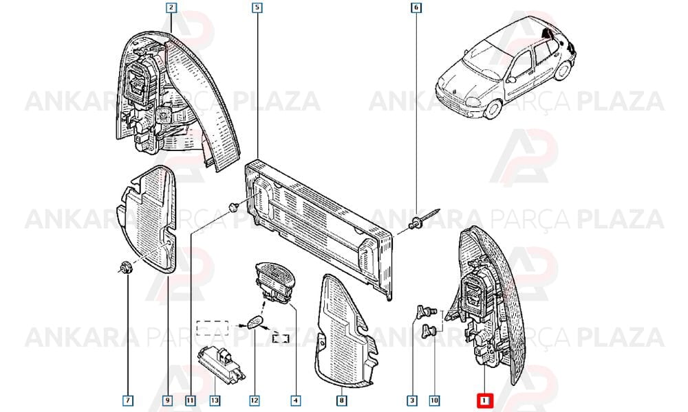 Clio Symbol Stop Lambası Duysuz Sol 1998 - 2004 Pleksan