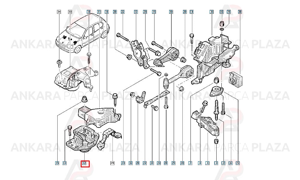 Motor Takozu Sağ Clio 2 Kangoo Symbol 4 Delik
