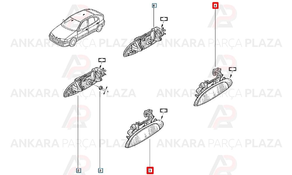 Megane 98 - 99 Ön Kapı Dış Açma Kolu Sol 7700434718