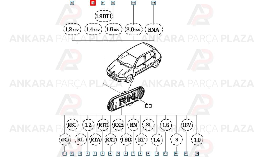 Monogram Kapi Bandi Yazisi 1.4 16V Clio 2 Faz
