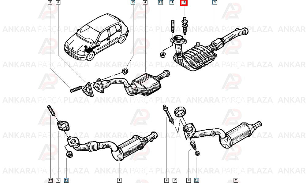 Egzoz Manifold Saplaması Üst Megane Renault 19