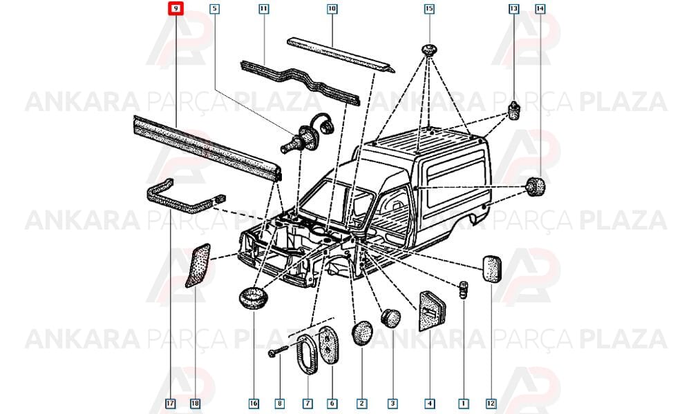 Ön Cam Izgara Lastiği Renault 19 Megane 1 7700682274