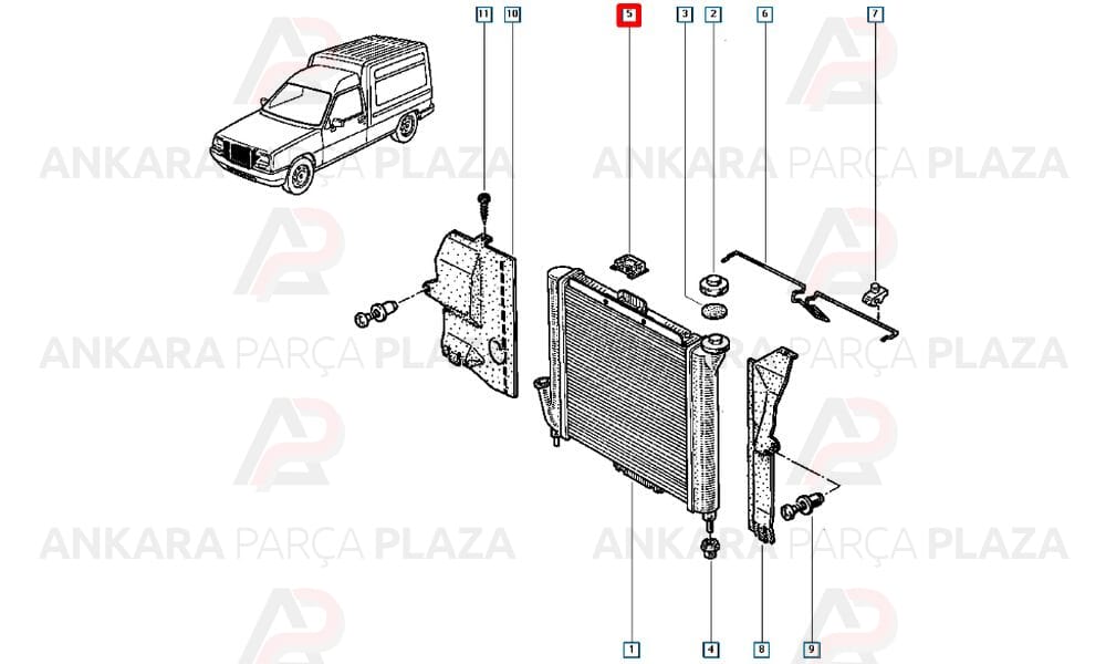 Radyatör Takozu Bağlantı Lastiği Üst Renault 9 Renault 11