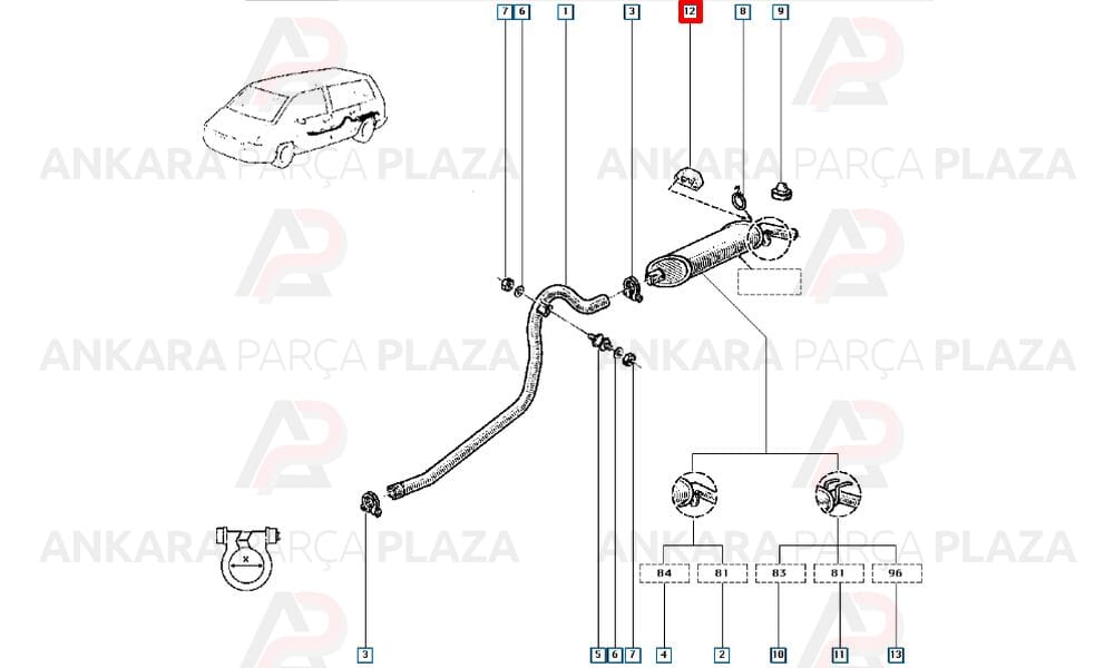 Renault 9 R11 R19 R21 Express Egzoz Askı Lastiği Arka Büyük Meha
