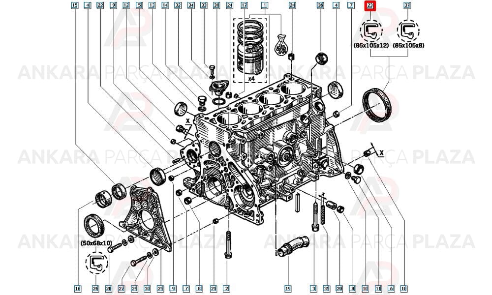Krank Keçesi Arka Renault R11 R21 1.7 F2N 85X105X12