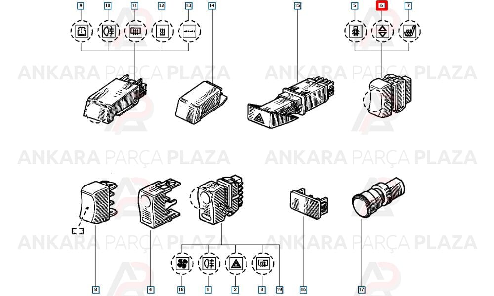 Renault 9 Cam Açma Anahtarı Mcar