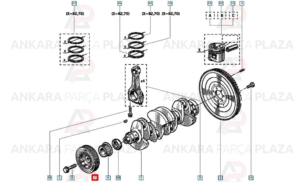 Krank Kasnağı Reno 11 21 1.7 8V F2N 7700735314 7700749252