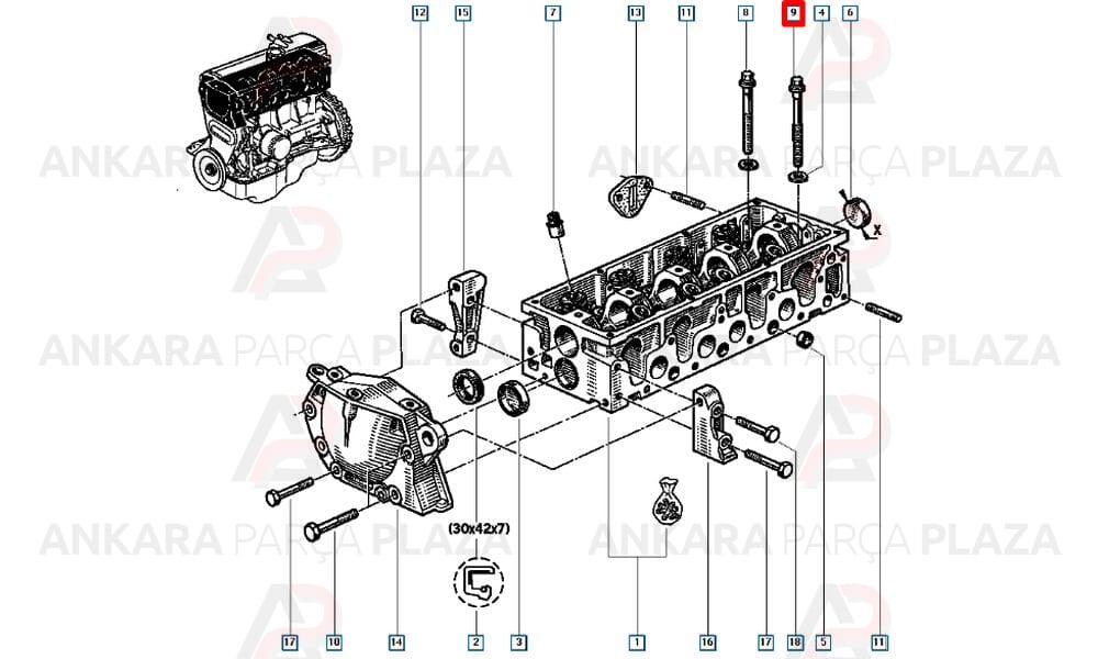 Silindir Kapak Civatası Uzun Megane Clio Kangoo 1.4 1.6 8V