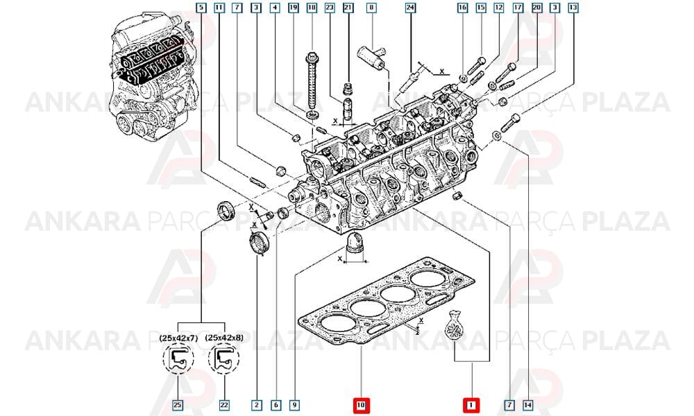 Silindir Kapak Contası Renault 9 Dizel 1.75Mm 2 Çentik