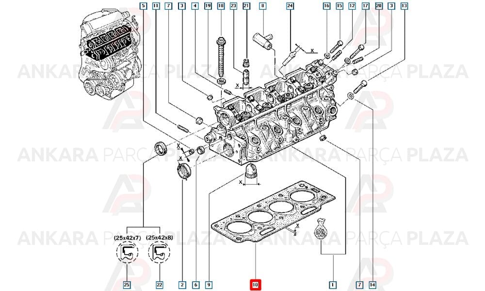 Silindir Kapak Contası Renault 9 1.6 Dizel F8M 3 Delik 1.85Mm