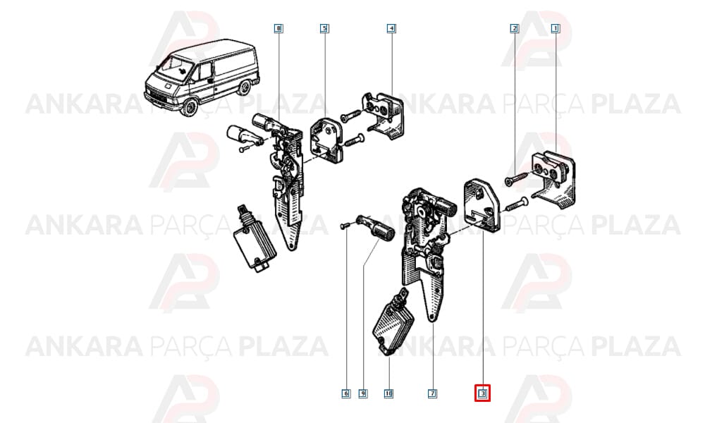 R9 Fairway 93 - 96 Ön - Arka Kapı Kilit Karşılığı Sol 7700756702