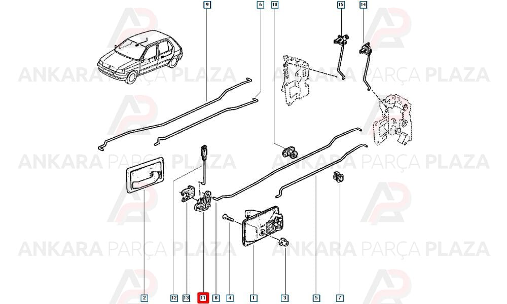 Kapı Kilit Teli Klipsi Mekanizması Renault 19