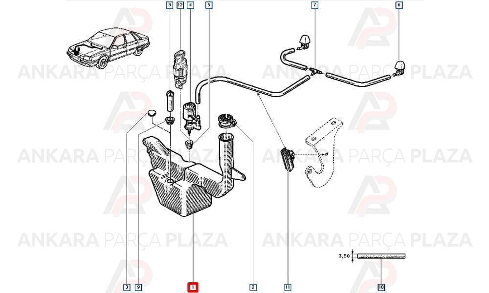 Cam Su Fıskiye Silecek Deposu Renault R21 7700766595
