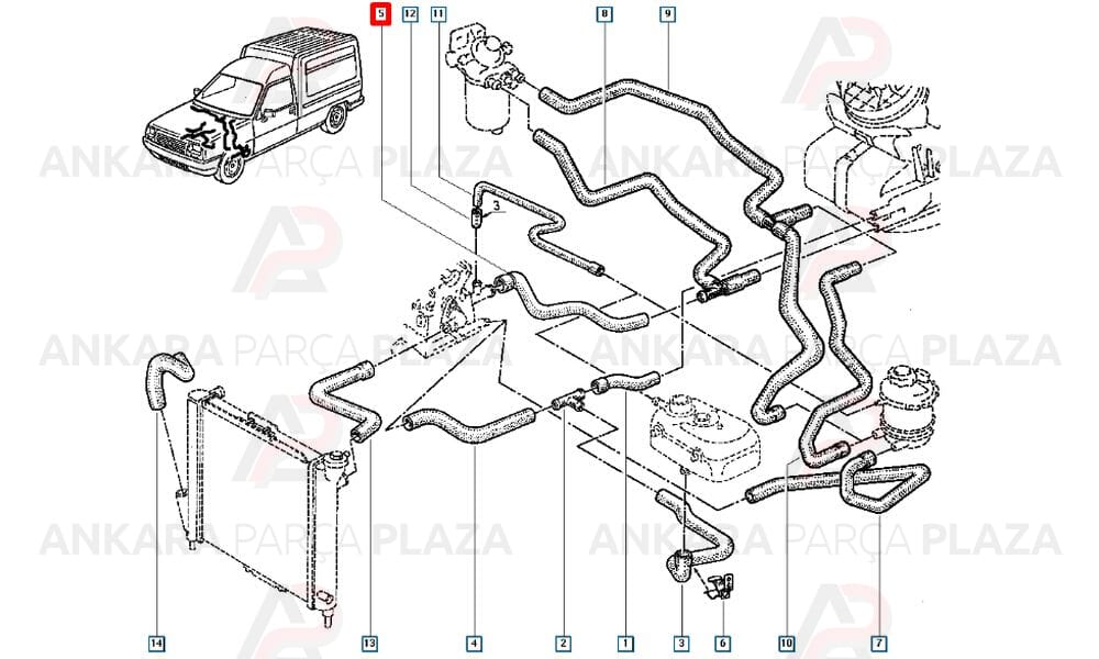 Kalorifer Hortumu Küçük Renault 9
